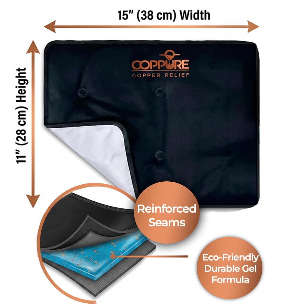 Coppure Copper Relief Large Gel Soft Flexible Medical Ice Packs for Injuries - Reusable Ice Pad Cold Pack for Back Pain, Migraine Relief Pad, Postpartum, Headache, Shoulder – 15” x 11” - 2 Pack - Image 5
