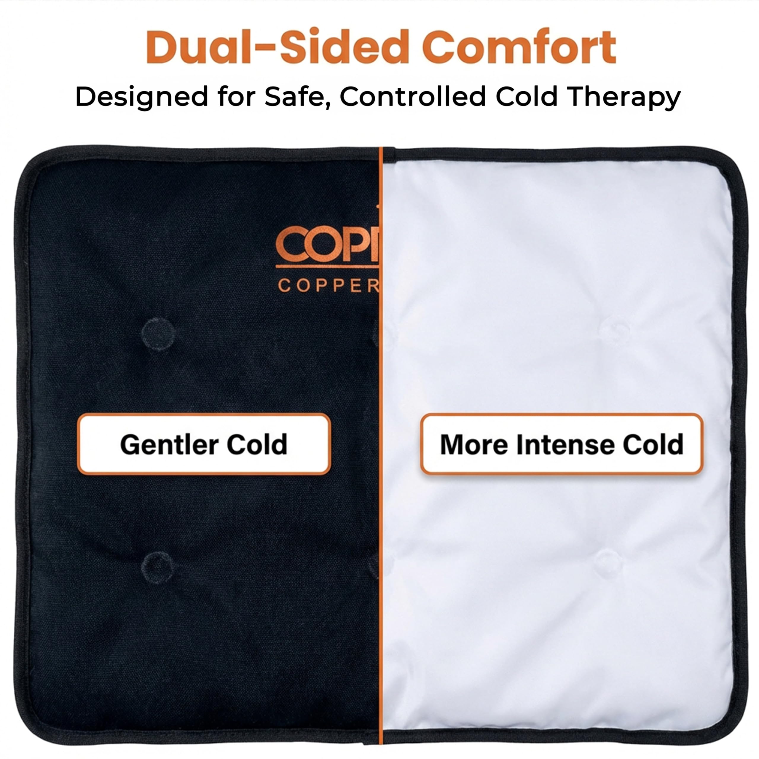 Coppure Copper Relief Large Gel Soft Flexible Medical Ice Packs for Injuries - Reusable Ice Pad Cold Pack for Back Pain, Migraine Relief Pad, Postpartum, Headache, Shoulder – 15” x 11” - 2 Pack - Image 6