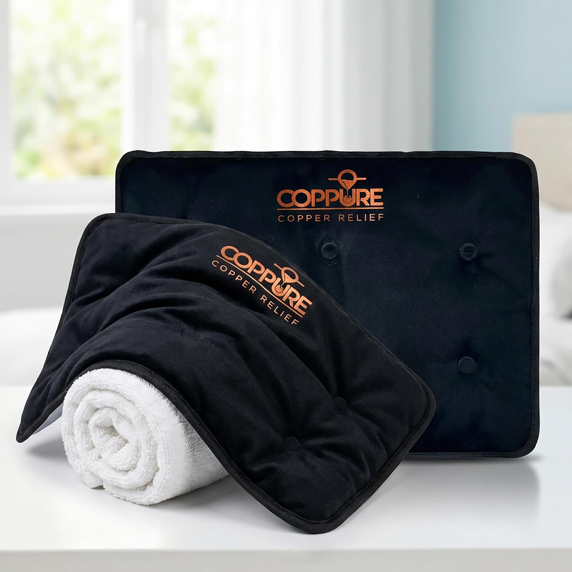 Coppure Copper Relief Large Gel Soft Flexible Medical Ice Packs for Injuries - Reusable Ice Pad Cold Pack for Back Pain, Migraine Relief Pad, Postpartum, Headache, Shoulder – 15” x 11” - 2 Pack - Image 7