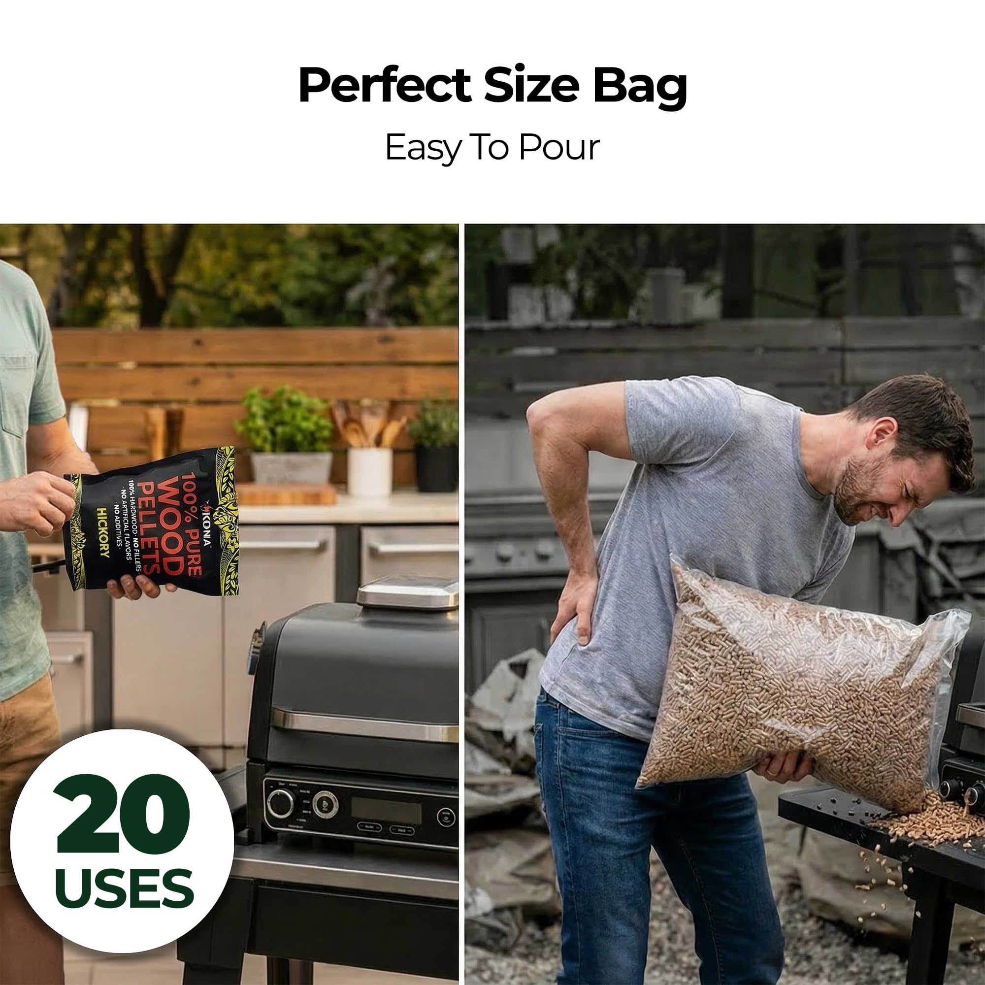 Kona 100% Hickory Smoker Pellets, Intended for Ninja Woodfire Outdoor Grill, 2 lb Resealable Bag - Image 6