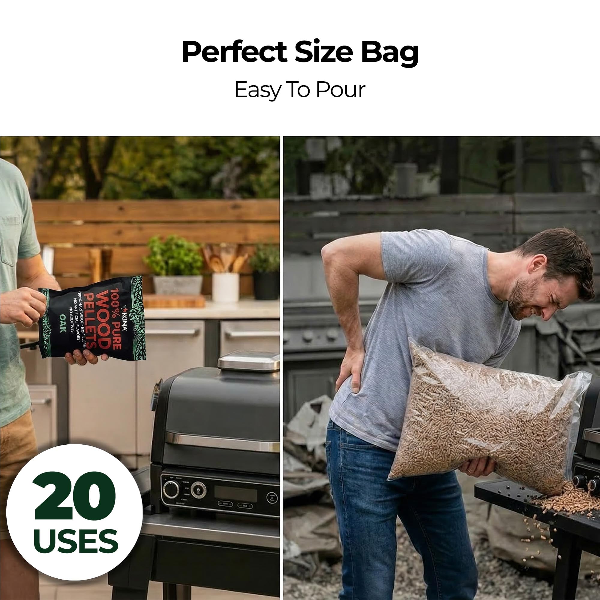 Kona 100% Oak Smoker Pellets, Intended for Ninja Woodfire Outdoor Grill, 2 lb Resealable Bag - Image 6