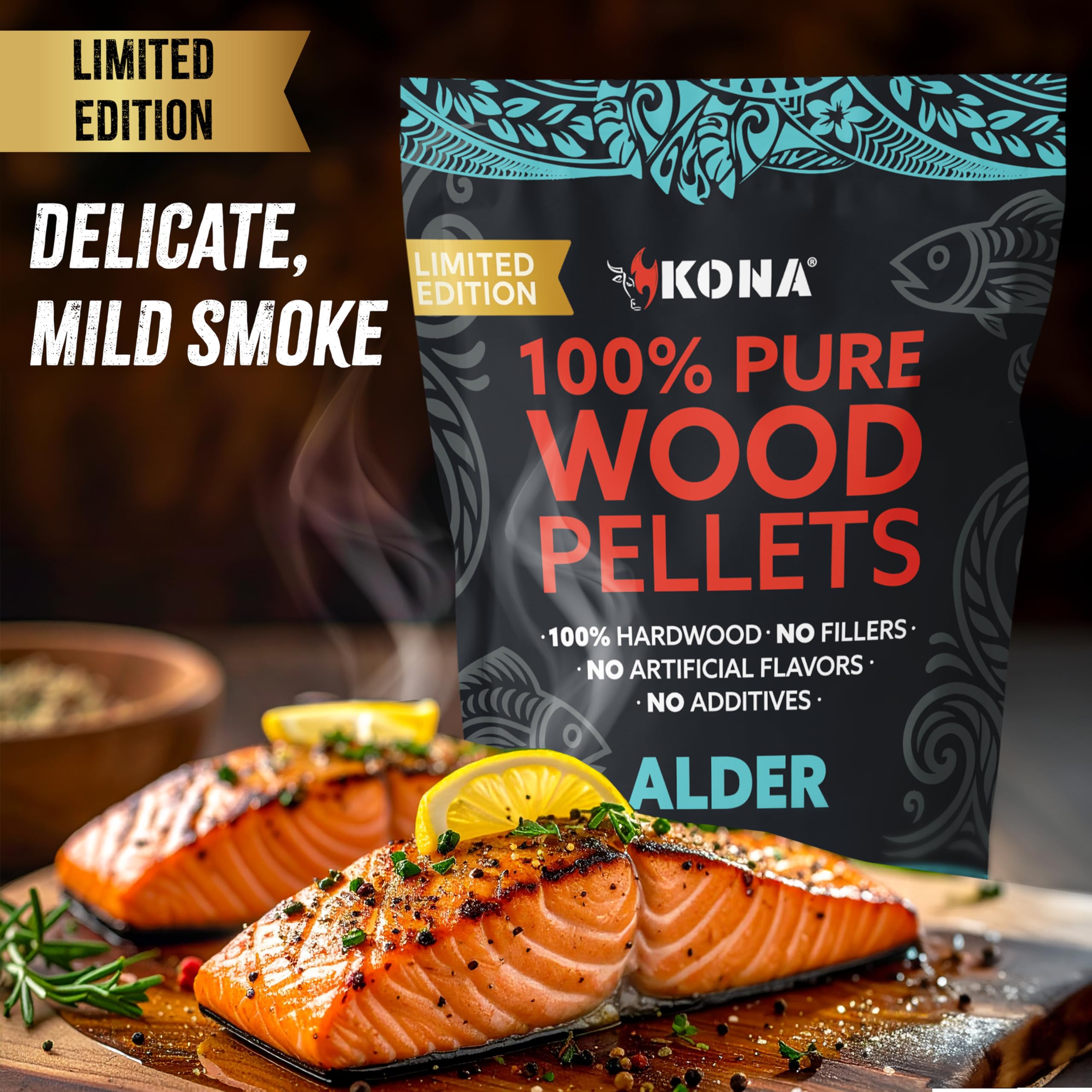 Kona Alder Wood Pellets – Limited Edition, Intended for Ninja Woodfire Grill, Outdoor Oven & Smoker – 2lb Resealable Bag - Image 3