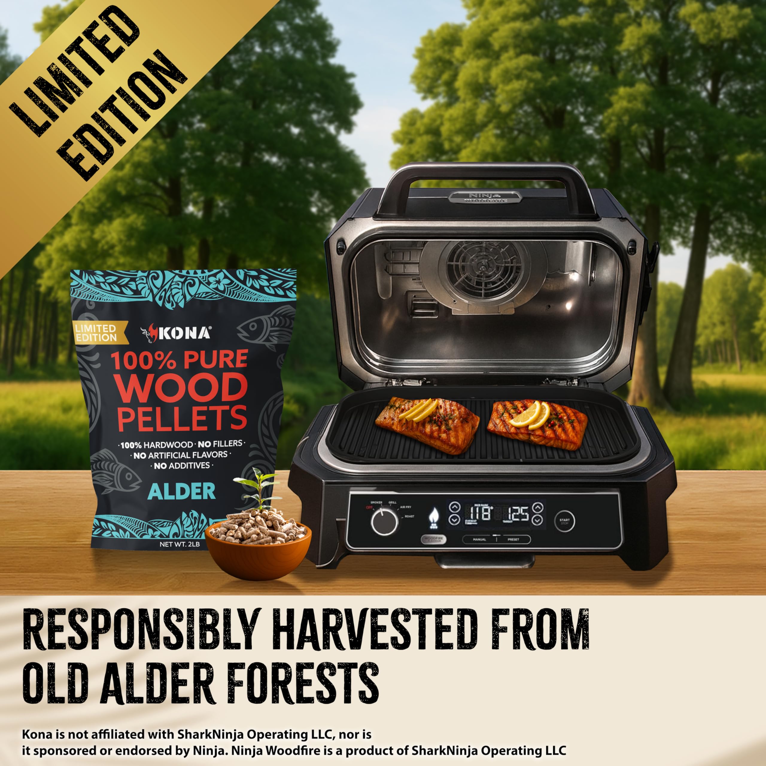 Kona Alder Wood Pellets – Limited Edition, Intended for Ninja Woodfire Grill, Outdoor Oven & Smoker – 2lb Resealable Bag - Image 4
