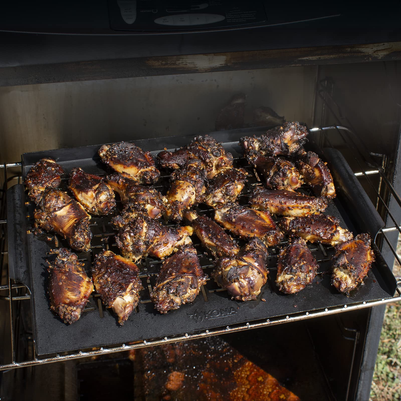 Kona Grill Tray - Heavy Duty BBQ Grilling Pan Will Never Warp & Enameled For Easier Cleaning - BBQ Accessory For Fish, Vegetables, Kabobs - 16x12 x1 inch - Image 5