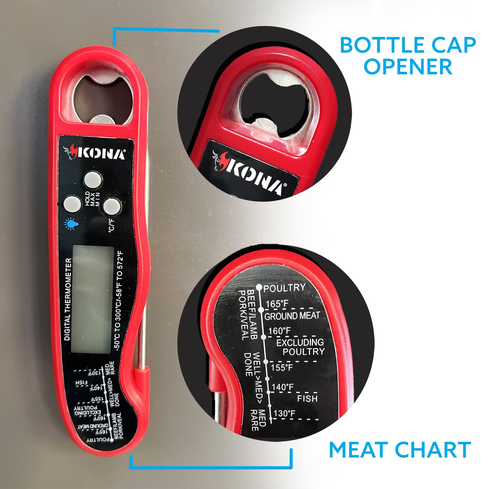 Kona Instant Read Meat Thermometer for Grilling - Instant On/Off - Image 3