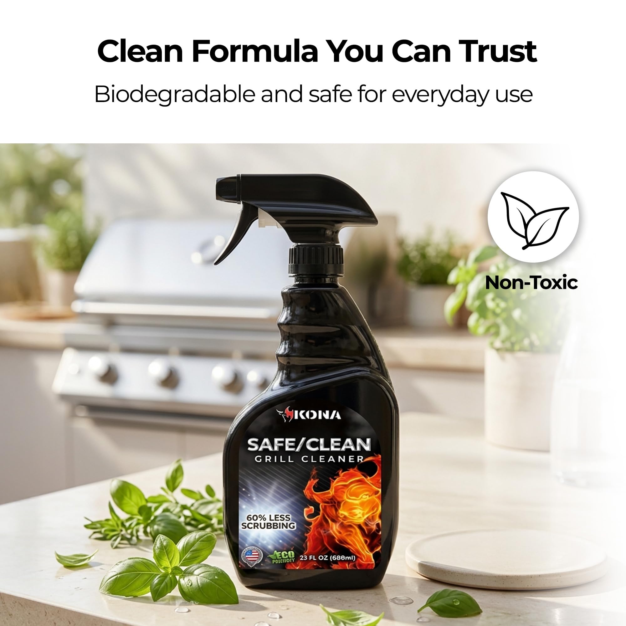 Kona Safe/Clean Grill Cleaner Spray - Now 40% More Cleaning Power, Heavy Duty No-Drip Gel, Eco-Friendly, Food Safe, BBQ Grate Degreaser, Biodegradable, Made in Michigan USA - 23oz - Image 5
