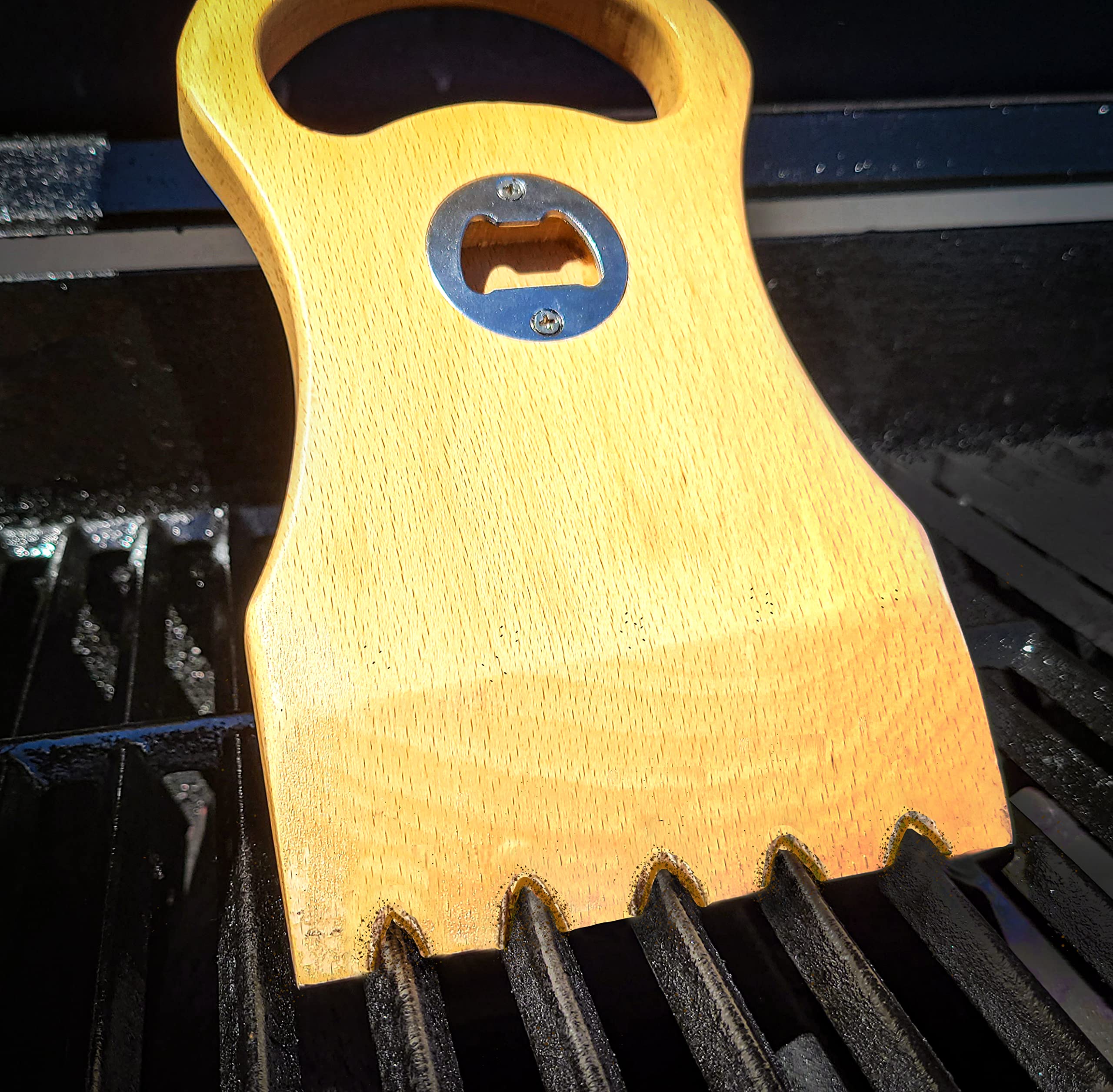 Kona Safe/Clean Wood Grill Scraper - Ideal for Cleaning Outdoor Grills | Compatible with Weber & Traeger Grills - Durable Wooden BBQ Scraper for Grill Grate, Bristle Free, Safer Than Wire Brush - Image 4