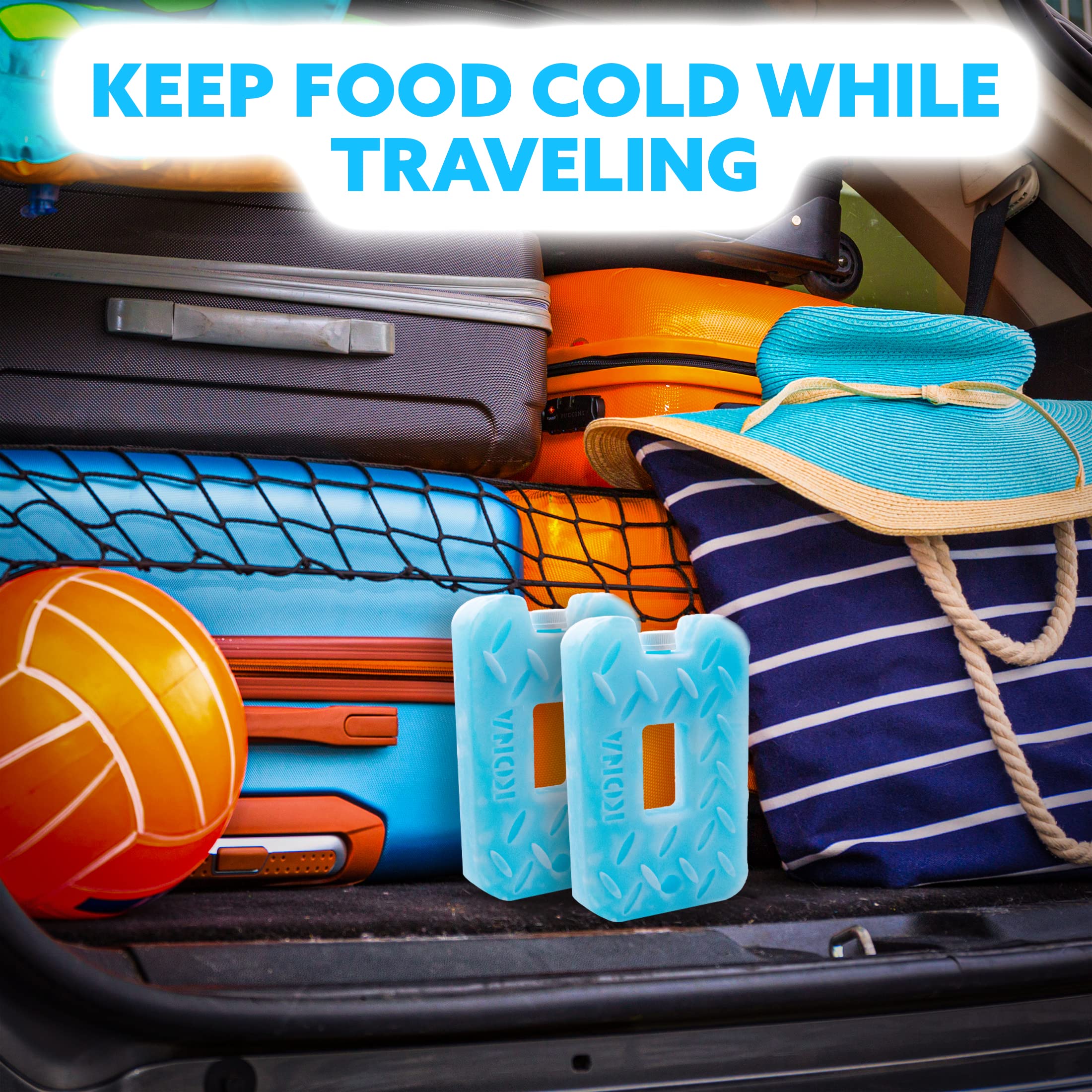 Kona (Set of 4) XL Slim + Blue Ice Packs - XL Slim, Turquoise Ice Packs & (2 lb) Small Blue Ice Packs - Refreezable & Reusable for Coolers - Perfect for The Beach, Camping Trips, and Sports Events - Image 8