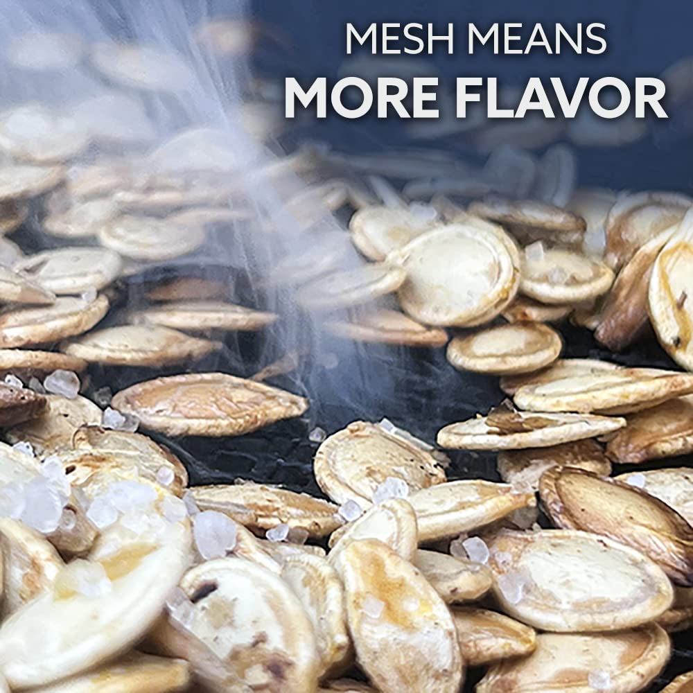 Kona Smoker & Grill Basket - For Veggies, Fish, Nuts, Cheese - 600 Degree Premium Mesh Nonstick Grilling Basket/Grill Net - Essential Grilling Accessories For Outdoor Grill & BBQ, 12x12x3 Inch - Image 4