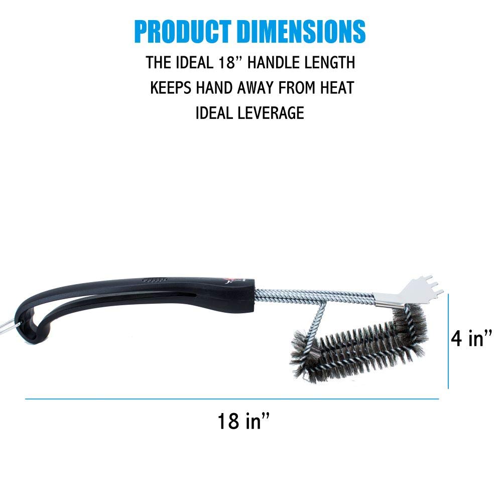 Kona Speed/Scrape Grill Brush and Scraper - Compatible with Weber and Other Brands Flat & Round Grill Grates - BBQ Cleaner for Gas Grills, Stainless Steel Cast Iron Grates - New Flex Grip Handle - Image 7