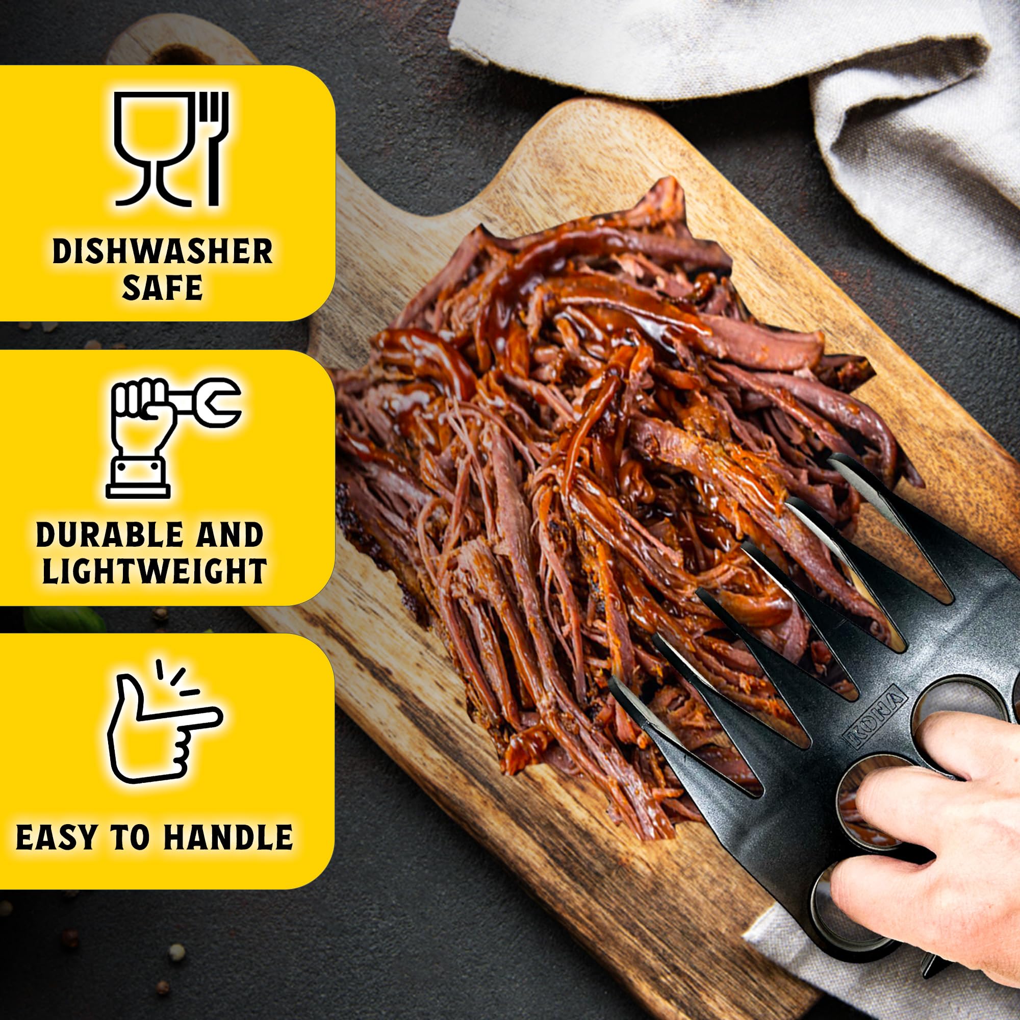 Kona Wolverine Meat Claws for Shredding – Heavy Duty BBQ Pulled Pork Shredder Tool, Bear Claw Grip – BPA-Free Meat Handler Forks Stocking Stuffer for Grill Lovers - Image 3