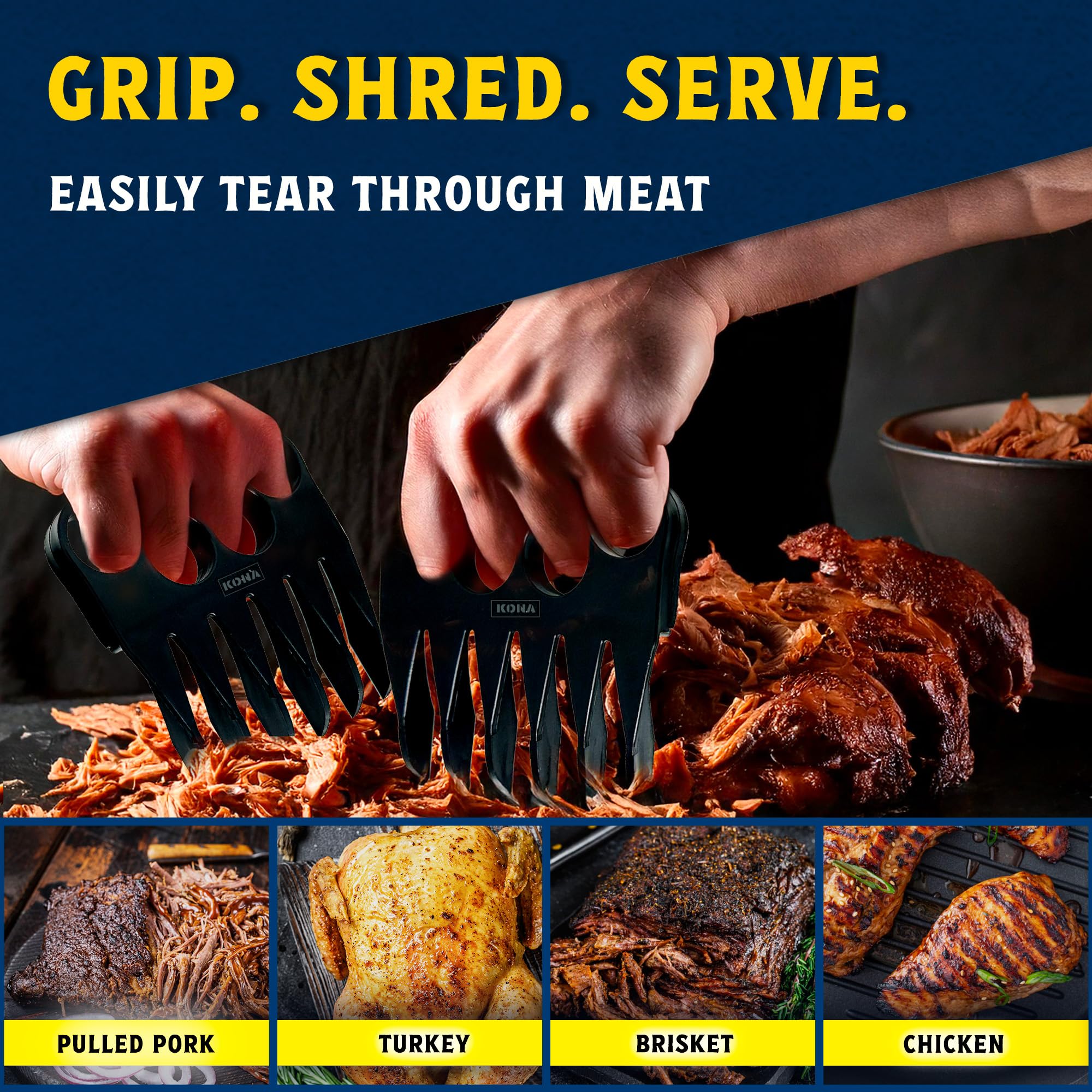 Kona Wolverine Shredder Claws – Heavy Duty BBQ Tools for Pulled Pork, Chicken, Beef – Grill Accessories for Shredding Meat - Image 3
