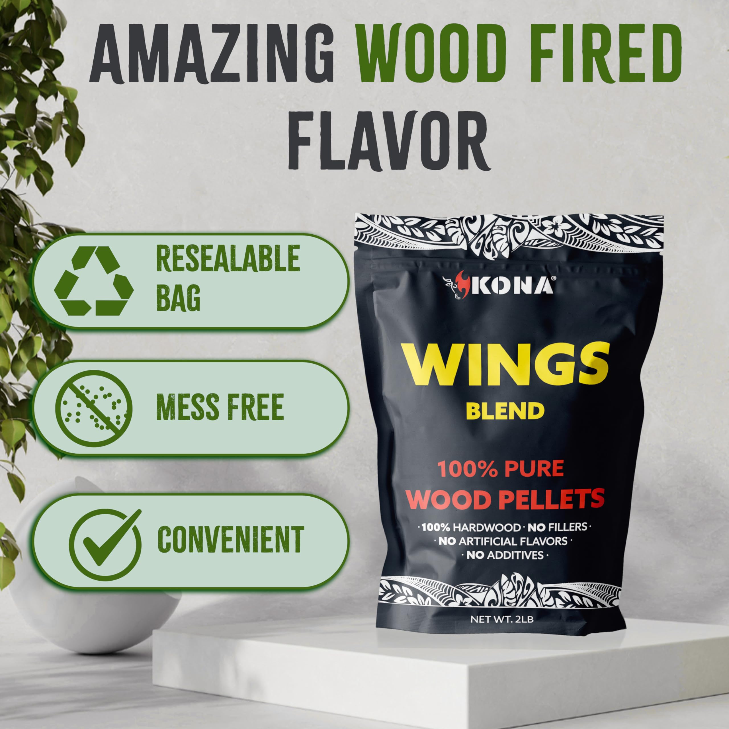 Kona Wood Pellets Brisket, Ribs, Wings,and Pulled Pork Blend Variety Pack, Intended for Ninja Woodfire Outdoor Grill, Wood Fire Oven, 4, 2lb Resealable Bags - Image 6