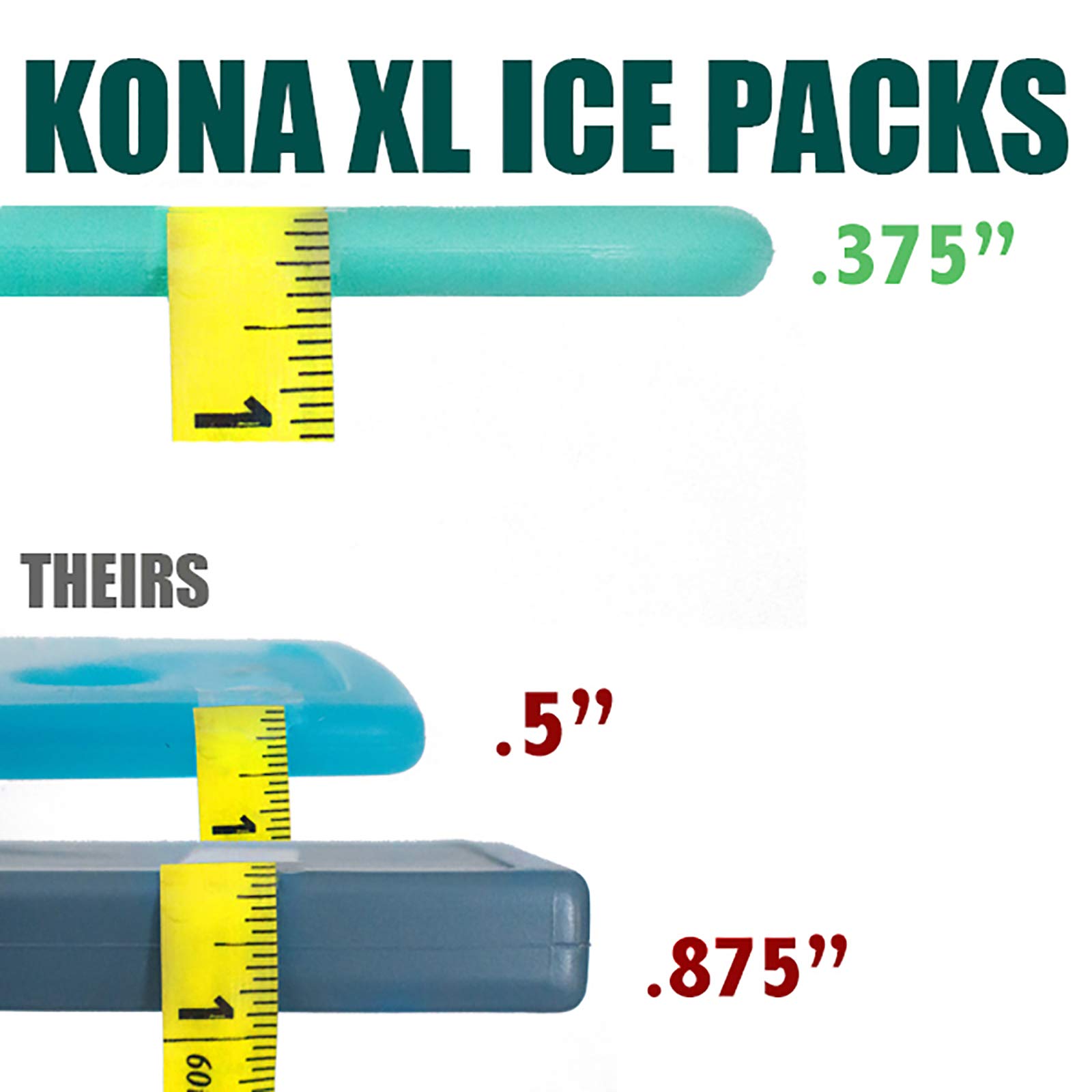 Kona (Set of 4) XL Slim + Blue Ice Packs - XL Slim, Turquoise Ice Packs & (2 lb) Small Blue Ice Packs - Refreezable & Reusable for Coolers - Perfect for The Beach, Camping Trips, and Sports Events - Image 4