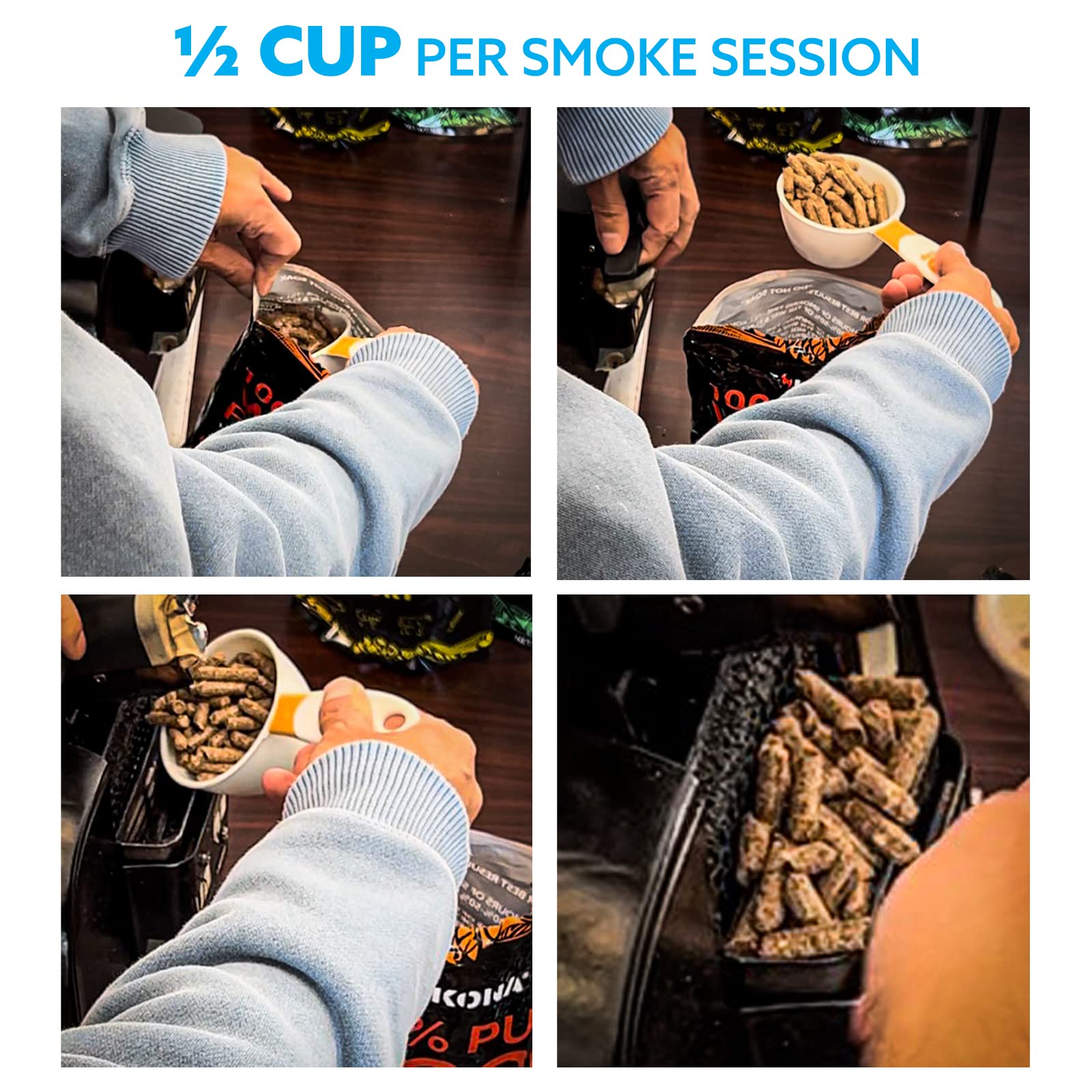 Kona All-Purpose Wood Pellets Variety Pack, Intended for Ninja Woodfire Outdoor Grill, Hickory, Oak, Premium Blend & Sweetwood Blend, 4, 2 lb Resealable Bags - Image 4